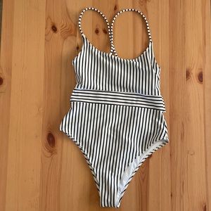 Shade & Shore black and white striped one piece
